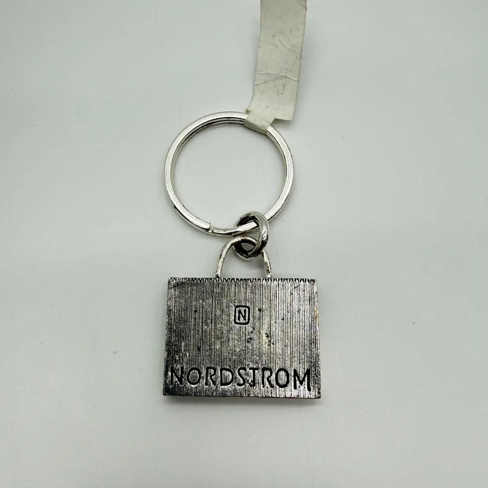 Nordstrom Silver Tone Shopping Bag Charm Keychain Logo N1998 New With Tag
